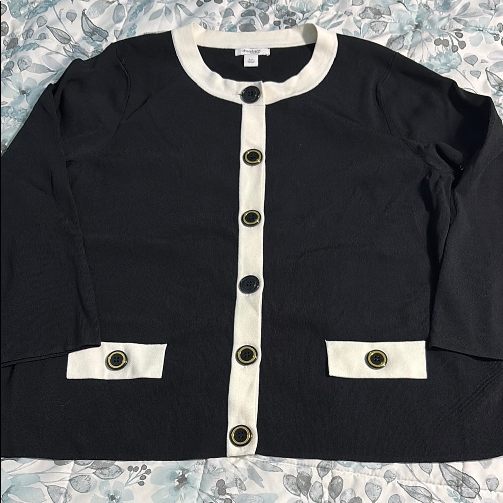 Black and White Button-Up Cardigan